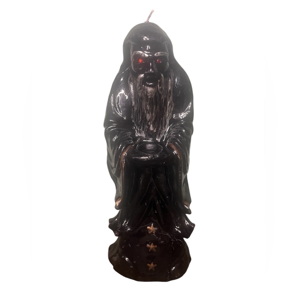 Vintage 1970's Unburned 13 Inch Wizard Candle ruby red glass eyes